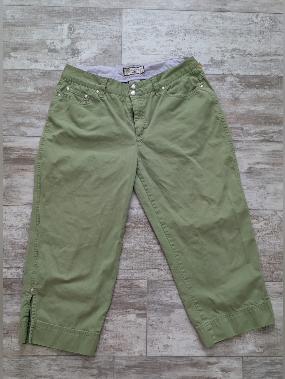 Caribbean Joe Petite 12p Olive Green Capri Pants